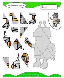 Puzzle Kes Yapıştır Çalışma Sayfaları
